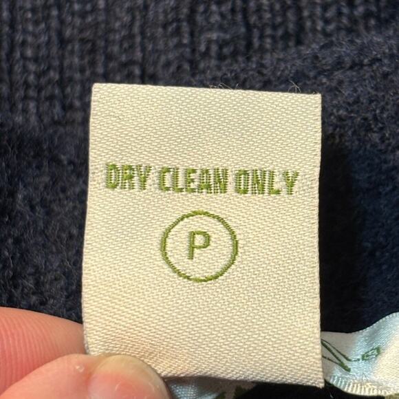 Women's Orvis 100% Wool Knit Full Zip Navy Cardigan Medium Military Industrial - Picture 7 of 7